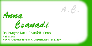 anna csanadi business card